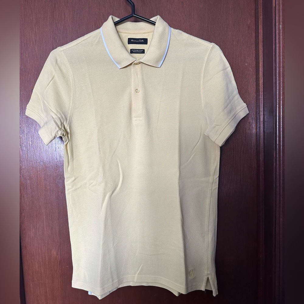 Massimo Dutti Men's light yellow Polo Shirt
